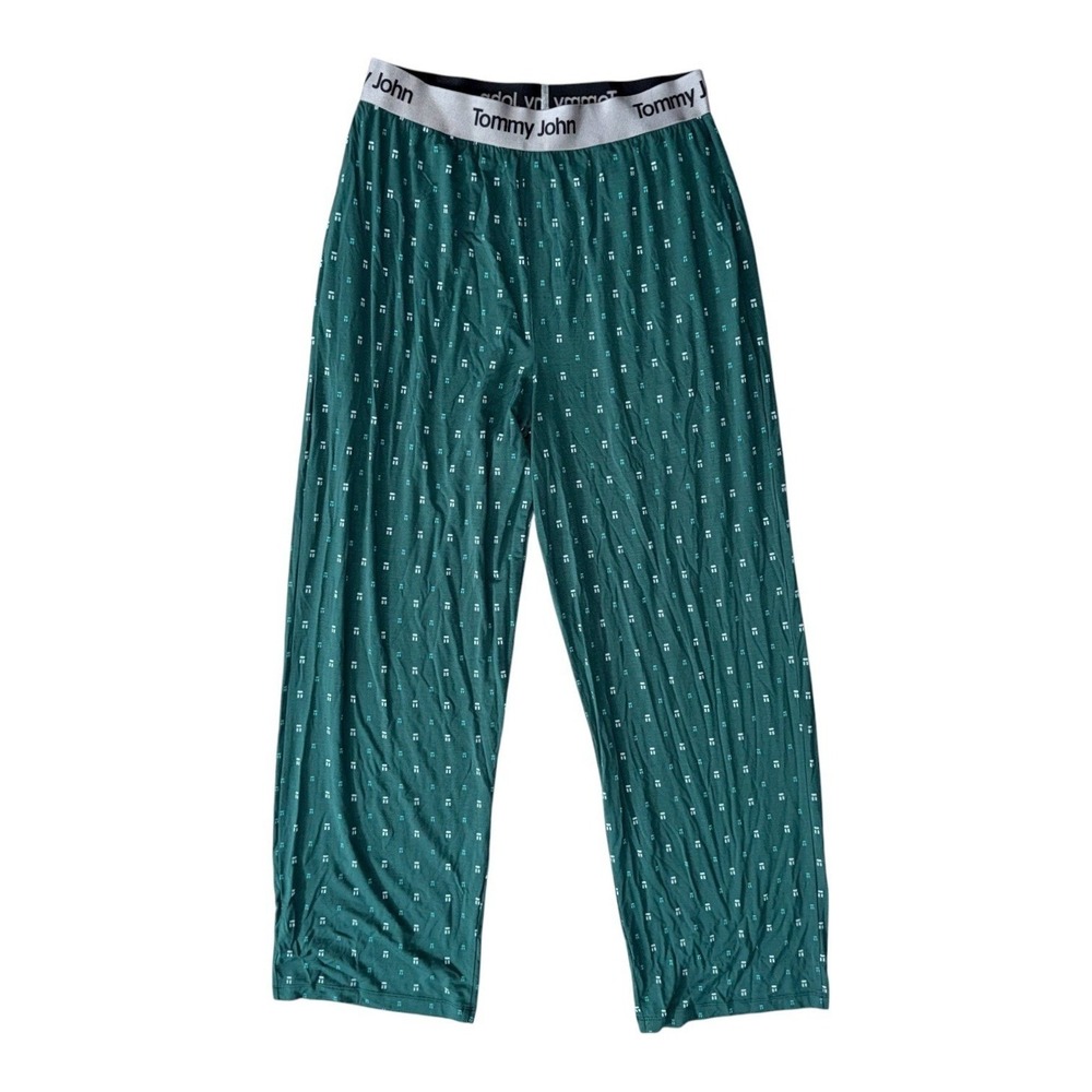 Tommy John Mens Size Large Green Botanical Garden Logo Sleep Pants Lounge Pant